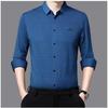 Autumn Middle-Aged Men's New Long-Sleeved Seamless Lapel Shirt Fashion Casual Shirt