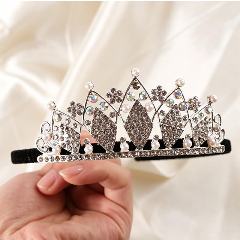 Korean Style Rhinestone Bridal Headdress: High-End Round Crown for Weddings & Performances
