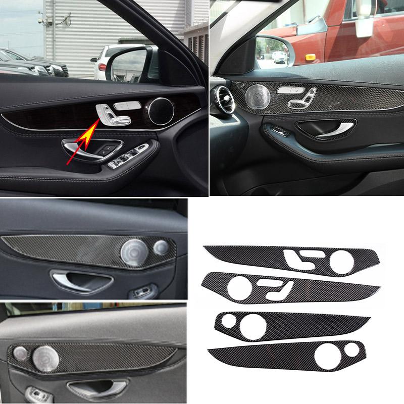 Soft Carbon Fiber For Mercedes Benz C Class W205 GLC Class 2014- Interior Door Decoration Panel Cover Trim Car Accessories