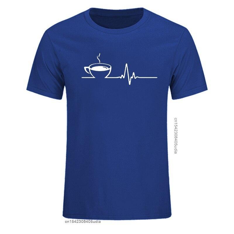 T Shirt Brand Men Short Sleeve Round Collar Coffee Heartbeat Camisas Casual The Funny Tshirt Printing T Shirts