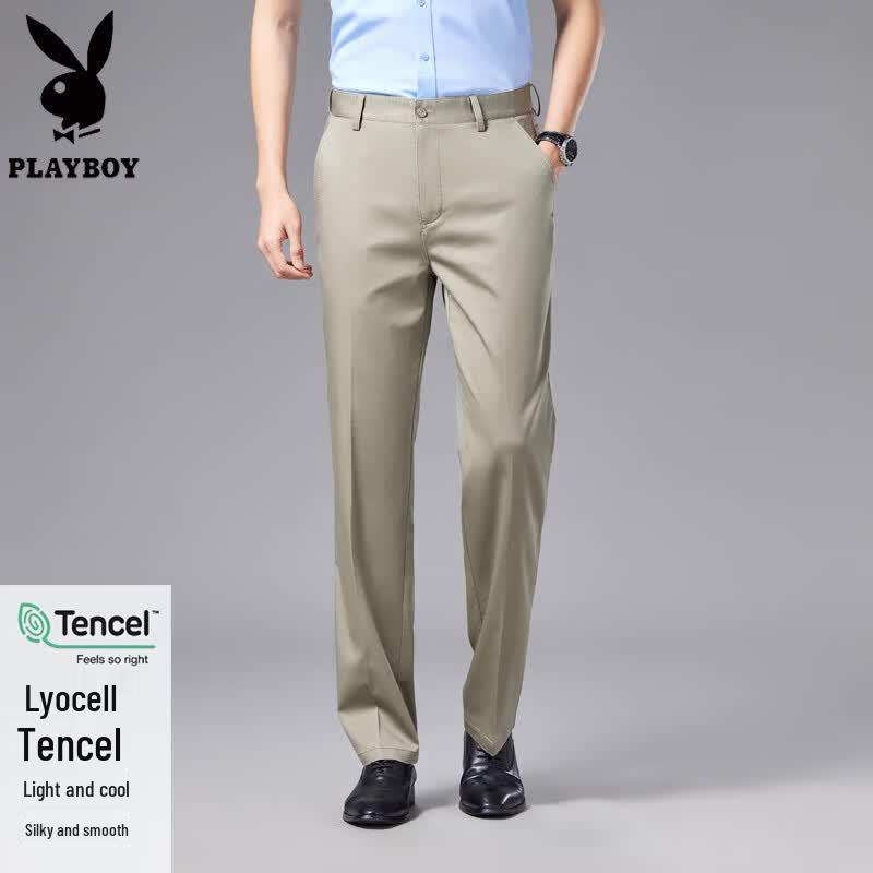 Playboy Men s Lightweight Silk Blend Business Casual Straight Pants 30