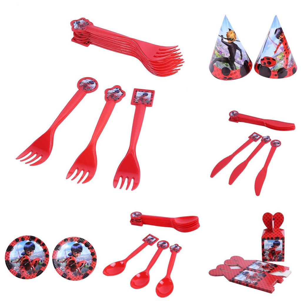 Vibrant Ladybug Girl Themed Party Set For Birthdays Disposable Plates And Cups