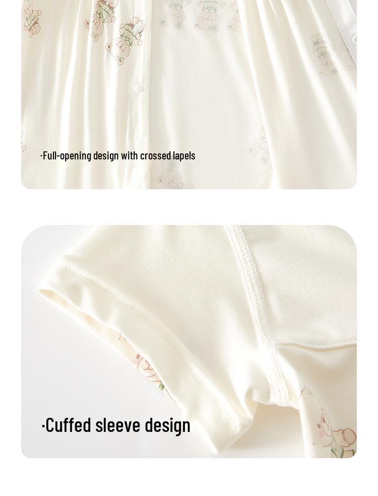 Cheng Bao Summer Baby Bodysuit Short Sleeve Modal Newborn Romper Pajamas
