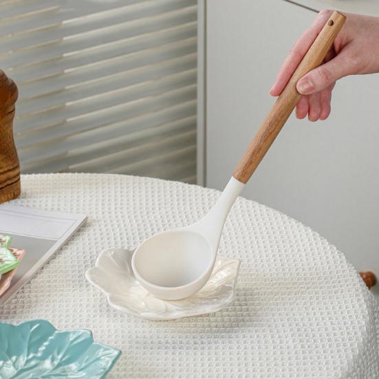 Poggiacucchiaio in Ceramica a Forma di Foglia Portautensili Versatile Piatto per Condimenti Vassoio per Gioielli Pratico Poggiaposate da Cucina