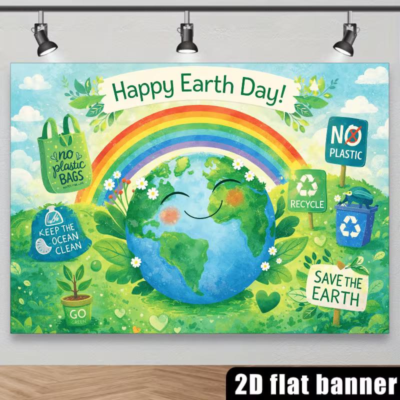 2D Happy Earth Day Tapestry, Recycle & Save The Earth Classroom Decor