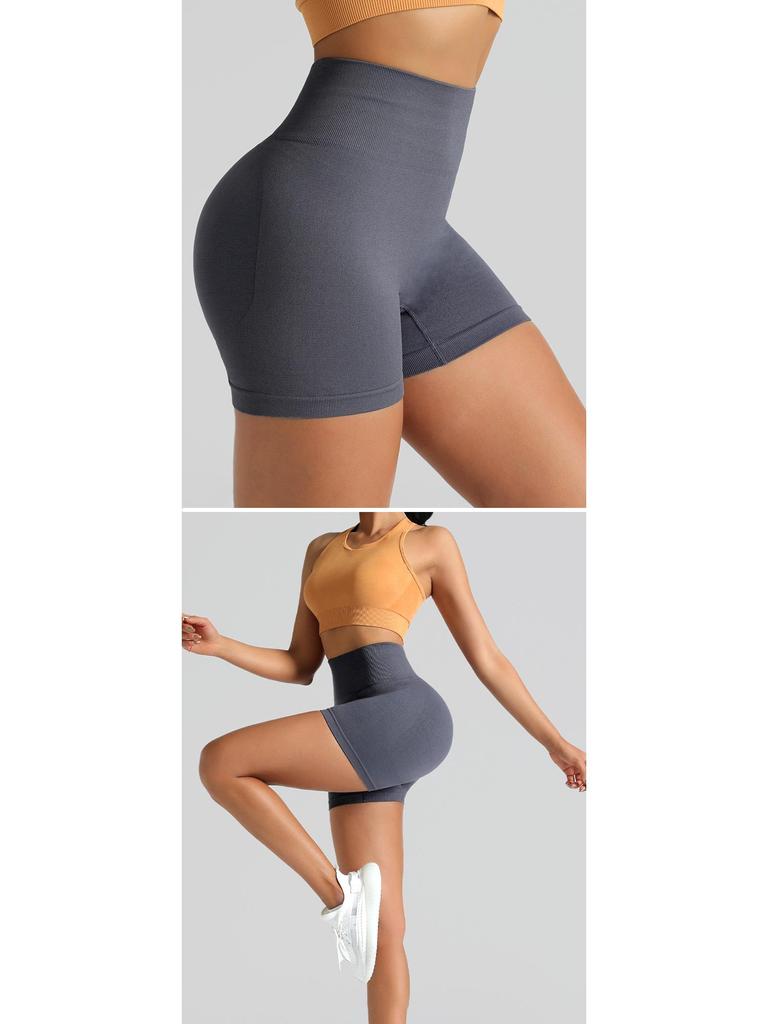 Women's High Waist Seamless Knitted Yoga Shorts - Peach Butt Three-Point Fitness & Running Shorts