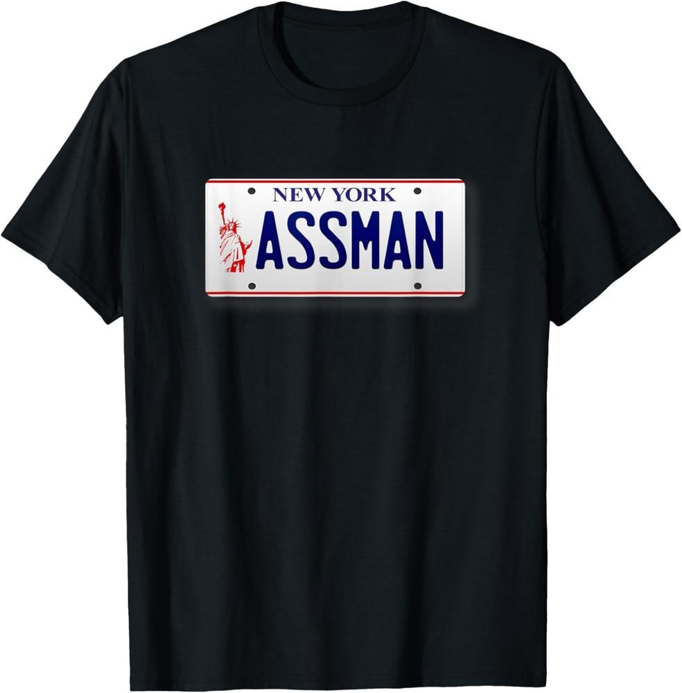 

Assman New York License Plate Funny T-Shirt Unisex T-Shirt XXL