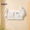 Unique Home Interior Accents 3D Cat Light Switch Sticker, Decorative Resin Wall Plate Cover, Cute Animal Double Socket Guard Stickers, Peel And Stick
