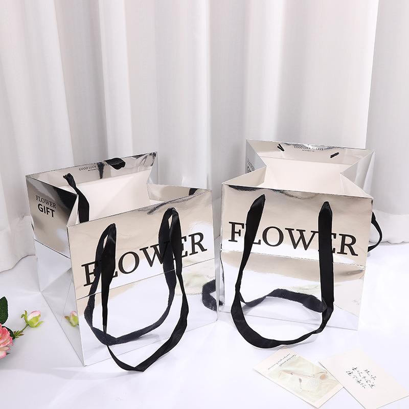 

27*27*27 см Зеркальная Сумка для букета ручной работы Материалы для флористов Подарок на День матери Подарочная Сумка для цветов Сумка-тоут