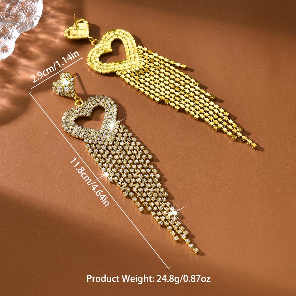 Modische und trendige neue unregelmäßige mehrfarbige Quasten-Doppelherz-Ohrringe Ohrringe Ohrringe Ohrringe, vielseitige Accessoires