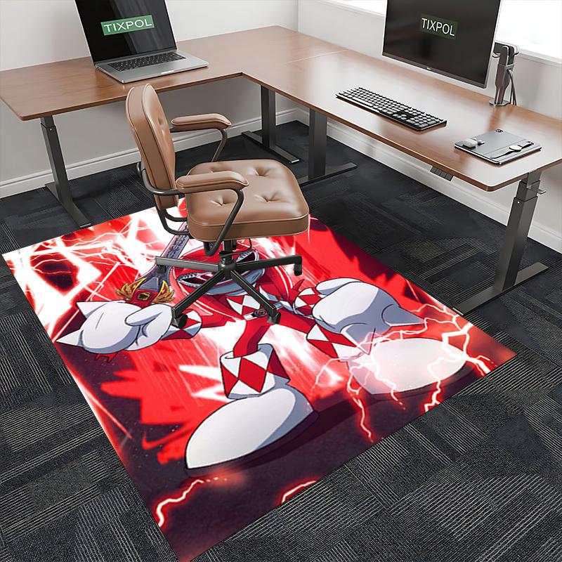 1pc Red Ranger Sword Office Chair Mat - Anime Cartoon Design, Non-Slip Carpet for Home Decor, Suitable for All Seasons.T072