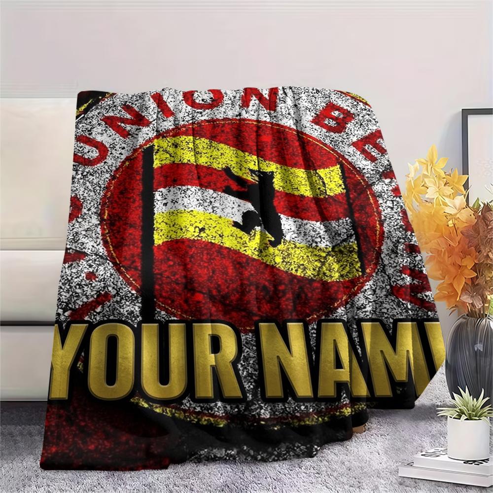 1 Stück Personalisierte Decke mit FC Union Berlin Muster aus Flanell Geeignet für alle Jahreszeiten für Heimdekoration Wärme und Komfort Geschenke Feiertagsgeschenk