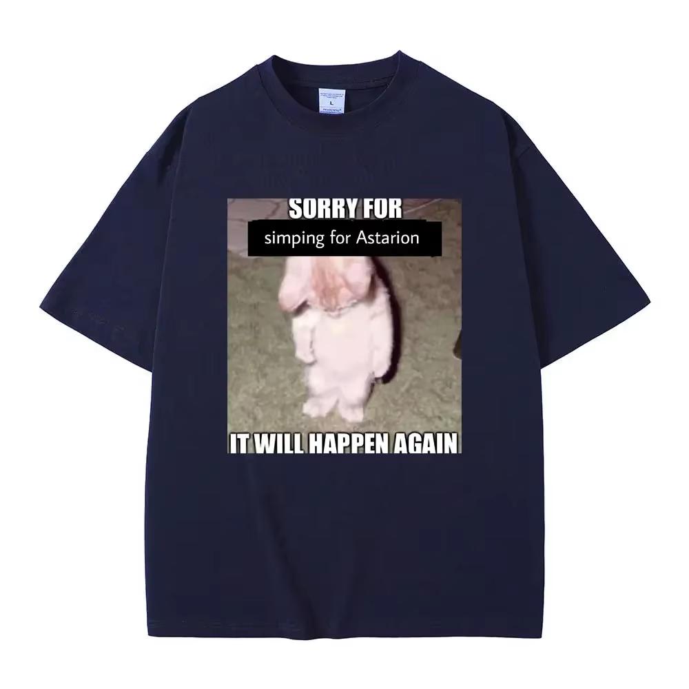 

Sorry Simping for Astarion It Will Happen Again Funny El Gato Kitty Meme Print Tshirt Unisex Women Hot Game Baldurs Gate Tshirt 4XL