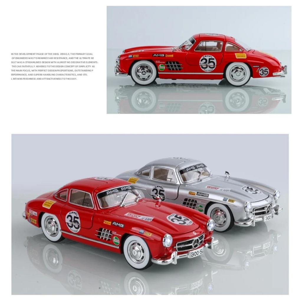 1/24 Aspect Ratio Alloy Coated BENZ 300SL Sports Car Model with Realistic Sound Effects, Children's and Adult Collectible Toys