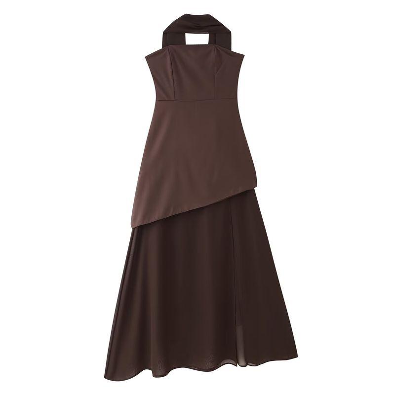 Kaslead New Arrival Women's Clothing Fashion Style Fashion Minimalist Multicolor Tube Top Patchwork Mesh Dress