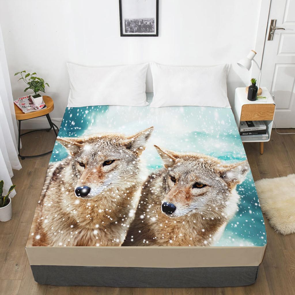 Animal Pattern Fitted Sheet 3D Printed Mattress Cover Elastic Band Bed Sheet Bedding Single Piece