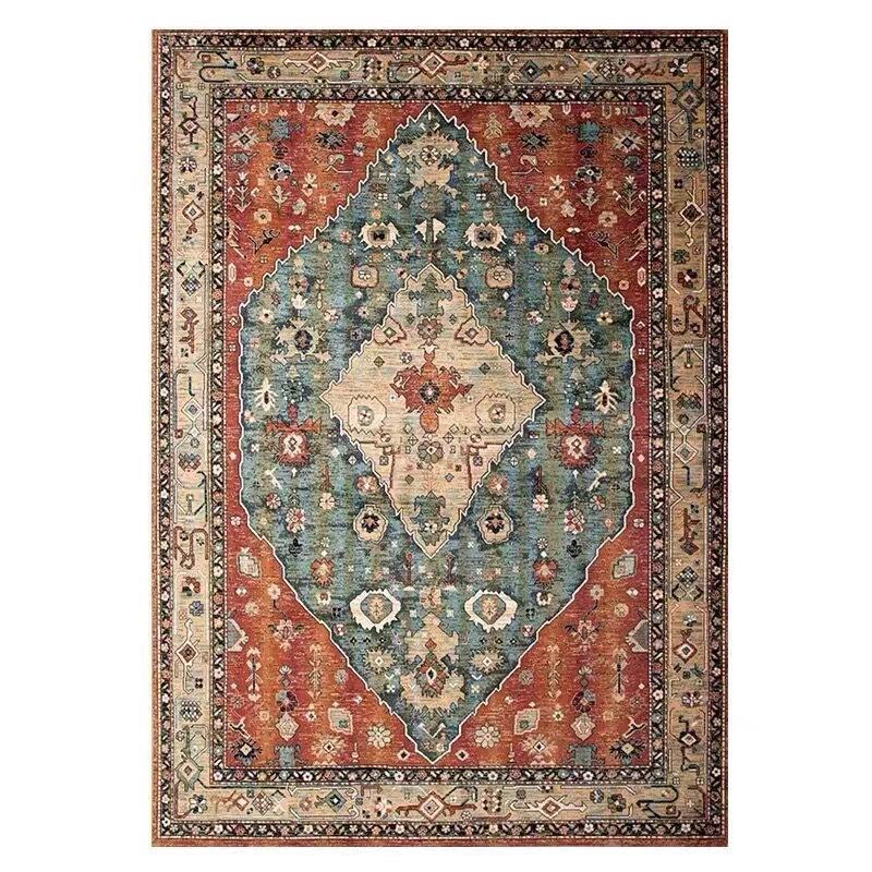 VIKAMA Washable Foldable Imitation Cashmere Carpet Entry Door Mat Persian Retro Style Living Room Bedroom Bed Soft Mat