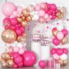 Rosröda ballonger girlang pastellrosa vit roséguld konfetti ballongbåge kit babyshower hem födelsedagsfest dekoration globos
