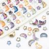Moon and Star Glass Beads Set: Iridescent DIY Bracelet & Necklace Kit