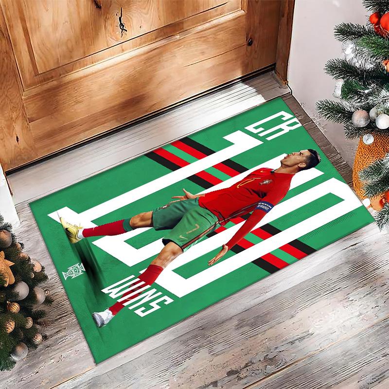 Tappeto in Flanella Stampato Cristiano Ronaldo Antiscivolo Morbido Poliestere Tappeto per Pavimento Tappetino Decorativo per Interni per Camera da Letto Soggiorno Divano