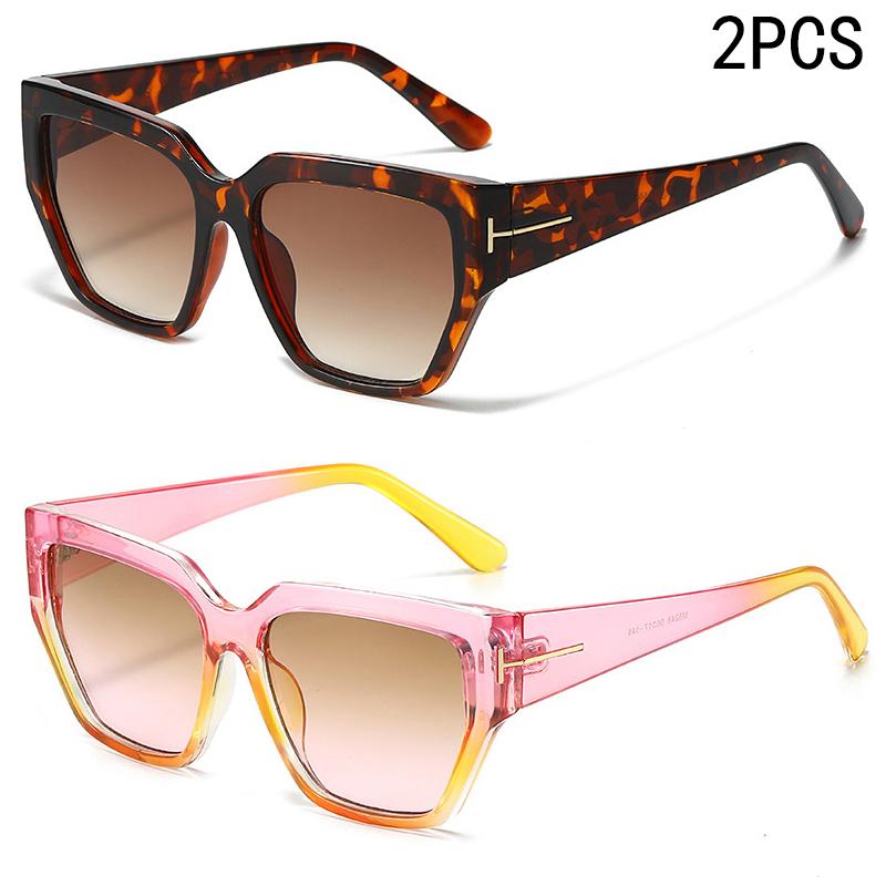 2/6PCS New Fashion Sunglasses Personalized Square Sunglasses Women's Retro Large Frame Sunglasses Women's Sunglasses M6248