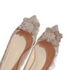 Pointed Flats Sequined Wedding Shoes Women's Maternity Shoes Rhinestone Pearl Bride Shoes Not Tired Feet Bridesmaid Shoes Large Size