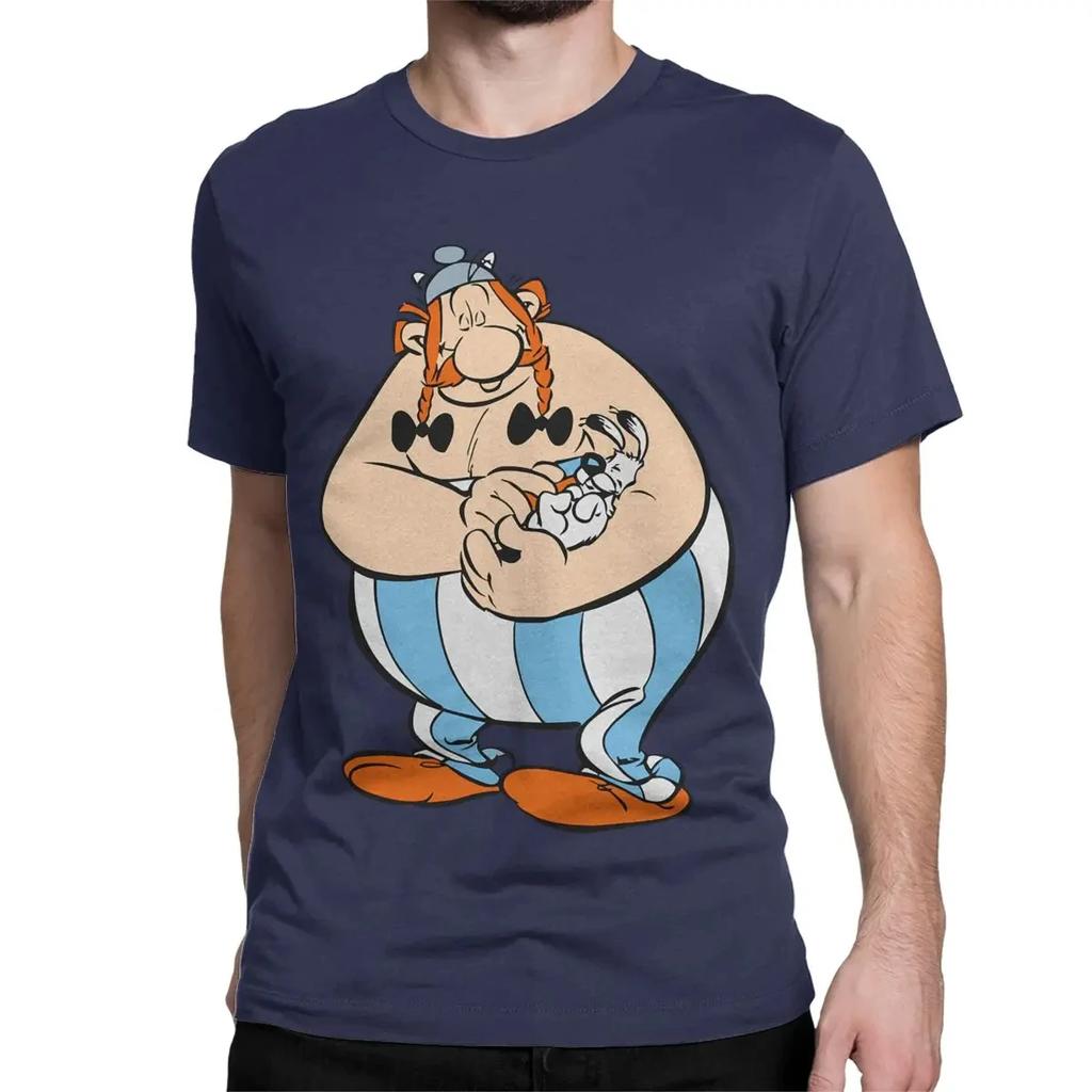 2025 Vintage Obelix and Dogmatix Asterix T-Shirt for Men Women Cotton T Shirt Anime Cartoon Short Sleeve Tees Gift Idea Clothing