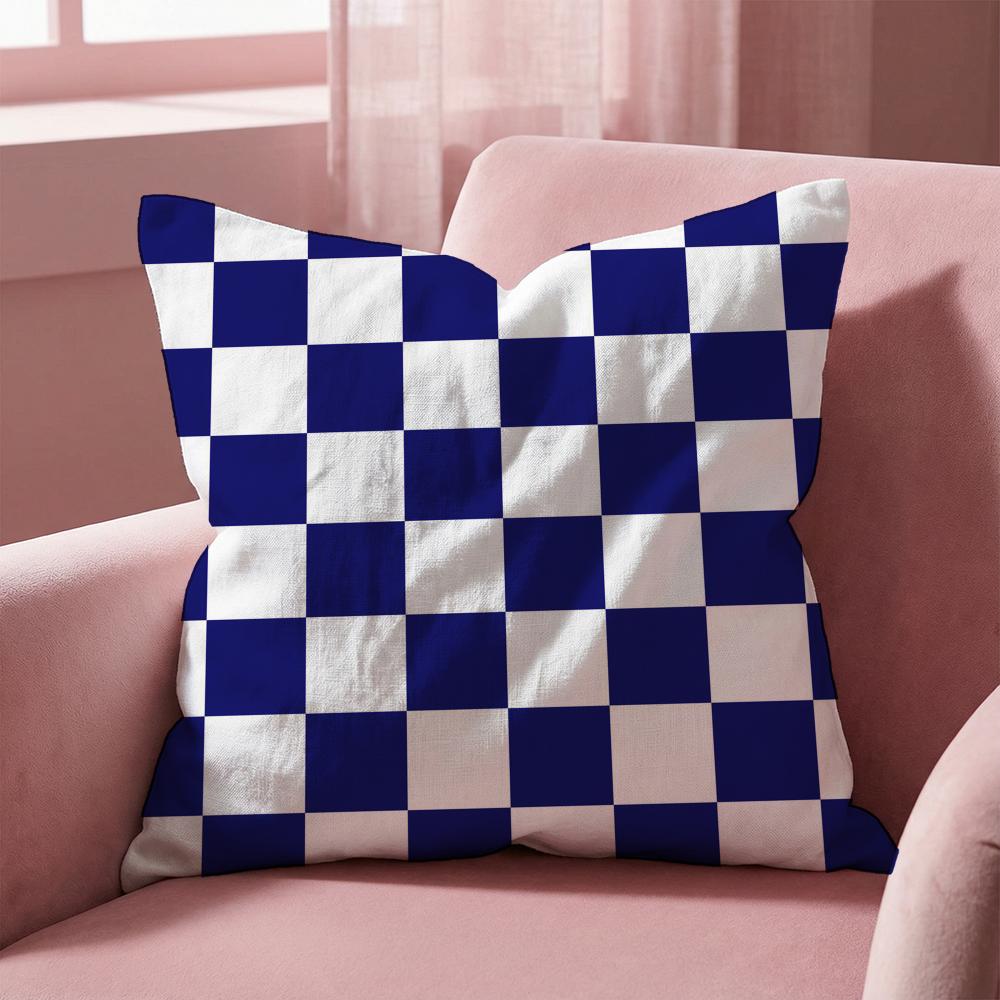 Checkerboard Cushion Cover MultiScene Pillow Cover for Home Car Reversible Soft Durable for Daily Use