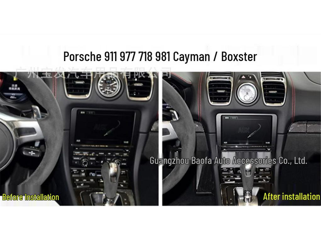 Compatible Center Console Dual Screen for Porsche 911, 977, 718, 981 Cayman & Boxster - Large Navigation Display on Passenger Side