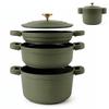 Stackable Induction Cookware, PFOA-Free Ceramic Non-Stick, 4 Pieces, Briebe Totem, 22 Cm, KB1208GRE