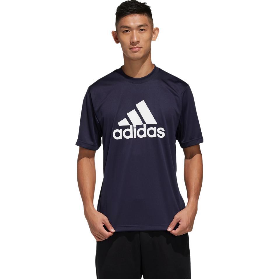 Adidas Solid Color Crew Neck T-Shirt Men Tops Blue FM5371