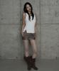 Etosome Front Zipper Belt Leather Skirt Pants (Moca)