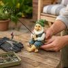 Kleiner Balkon Landschaftsgestaltung Angler Zwerg Ornament mit abnehmbarer Angelrute, Garten Sitzende Zwerg Statuen, Skurriles Dekor Harz Figur für Teich Hof Rasen