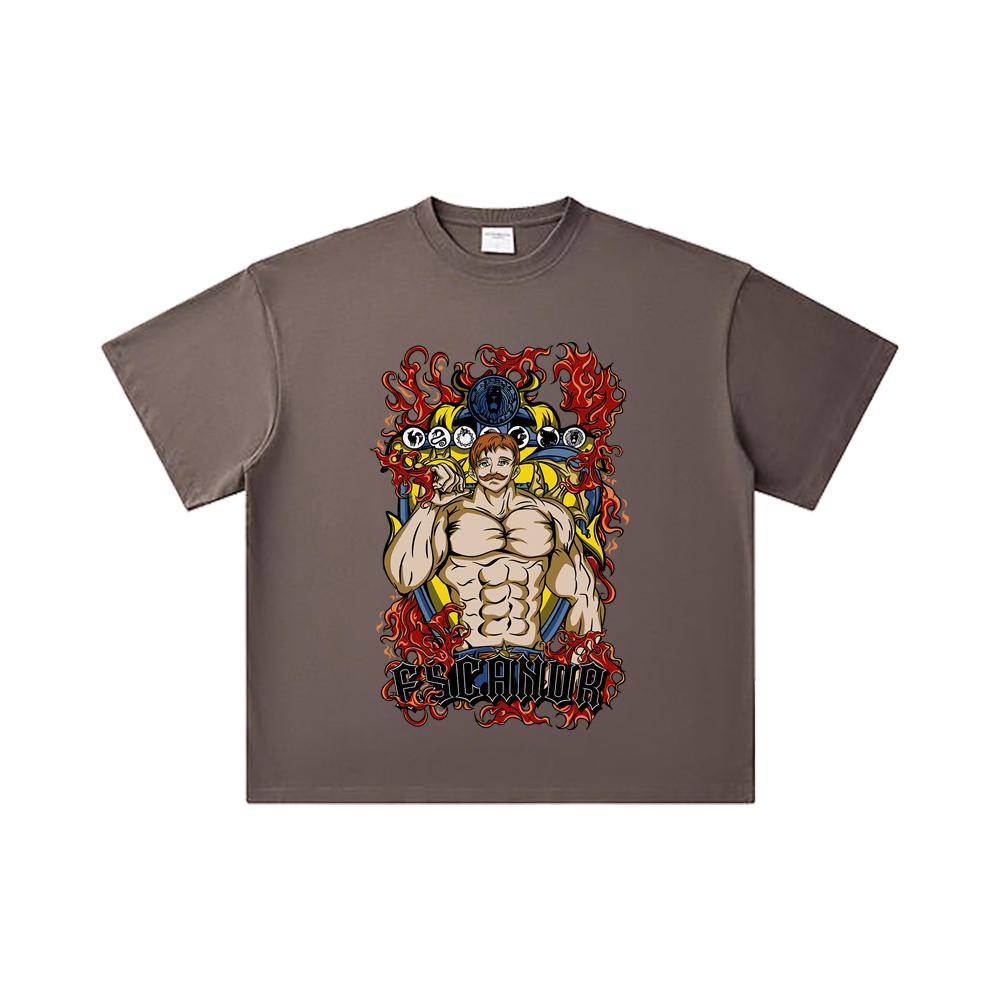 260 GSM Double Yarn 32 Count 100% Cotton Seven Deadly Sins V4 Escanor Print Unisex Heavy Cotton T Shirt