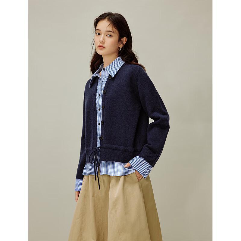 INMAN Women's Retro Plaid Knitted Cardigan