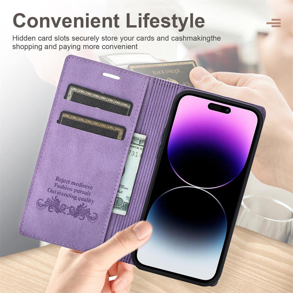 For iPhone 17 Wallet Case Magnetic Closing Leather Phone Cover