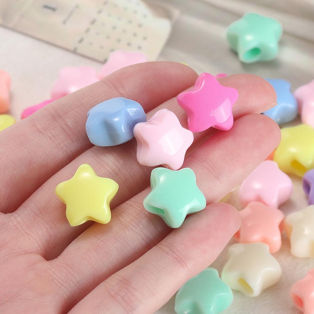 30pcs Acrylic Mixed Color Large Hole Beads Heart Star Shaped Spacer Beads for DIY Necklace Bracelet Jewelry Making Finding