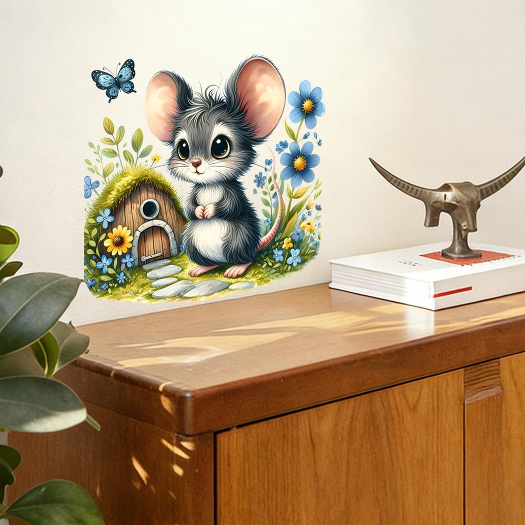 Creative Cartoon Cute Mouse Wall Stickers for Children's Room, Bedroom, Study and Living Room Wall Decoration Stickers