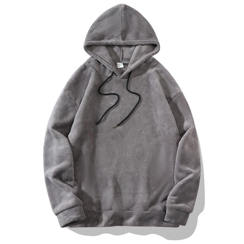 Automne Hiver Pull à Capuche Ample pour Homme Décontracté Polaire Corail Chaud Pull Veste Évacuation de l'Humidité Coupe Confortable Doux pour la Peau Respirant Hauts