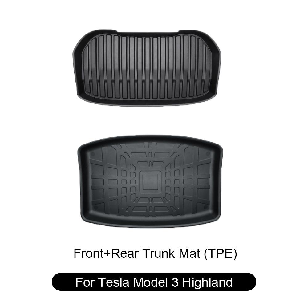 For Tesla Model 3 Highland 2024 TPE Pad Frunk Rear Trunk Mat Rear Trunk Storage Mat Front Trunk Mat Waterproof Protective Pads