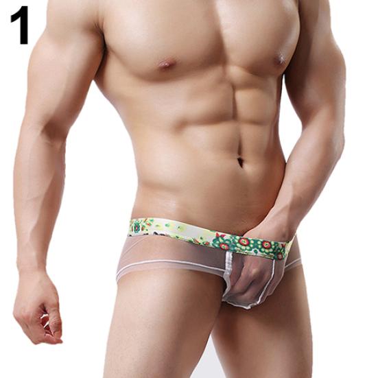 Men's Fashion Sexy See-through Underpants U Convex Thin Mesh Briefs Underwear