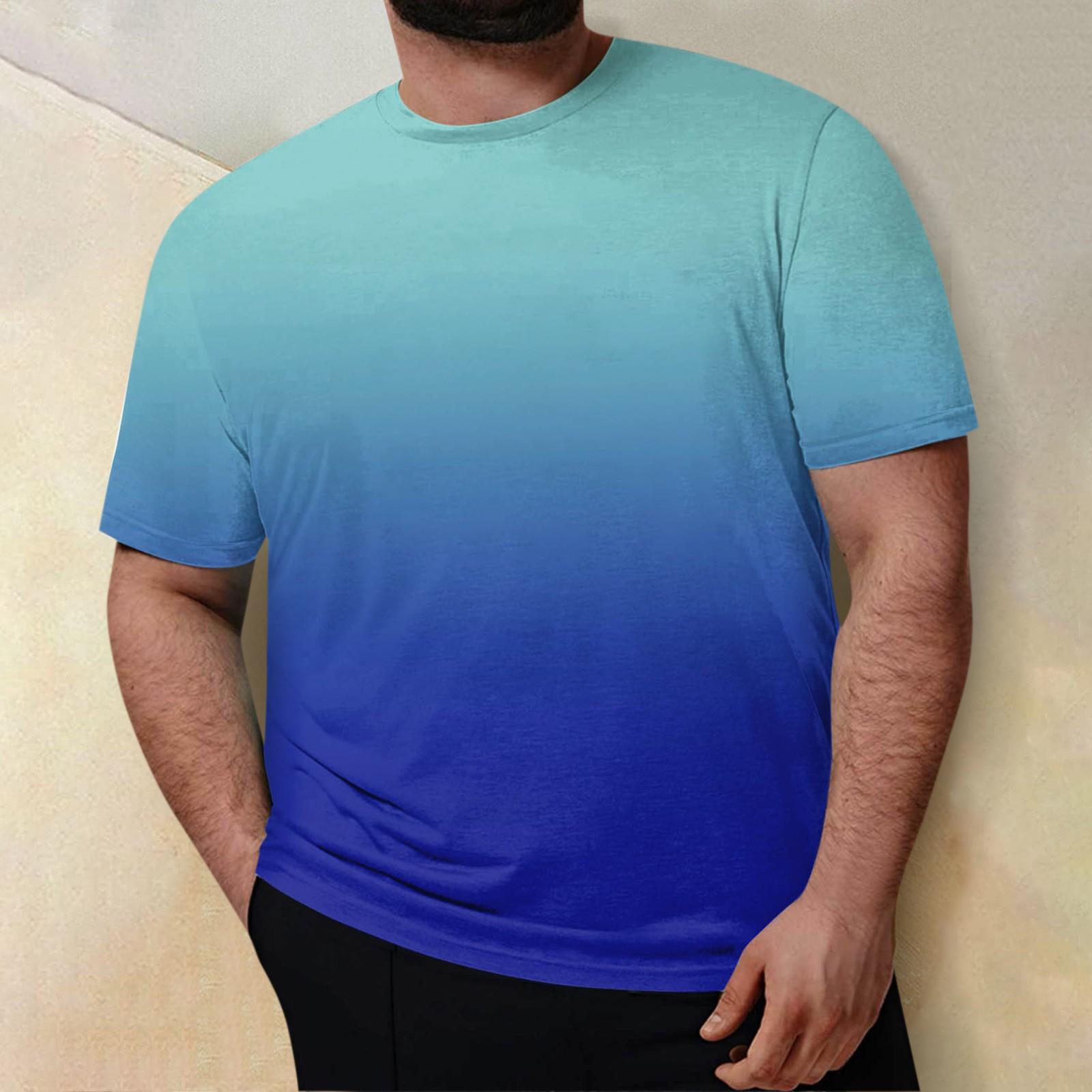 

Плюс размер Мужская повседневная футболка с коротким рукавом и принтом с круглым вырезом, блузка, топы XXXL синий