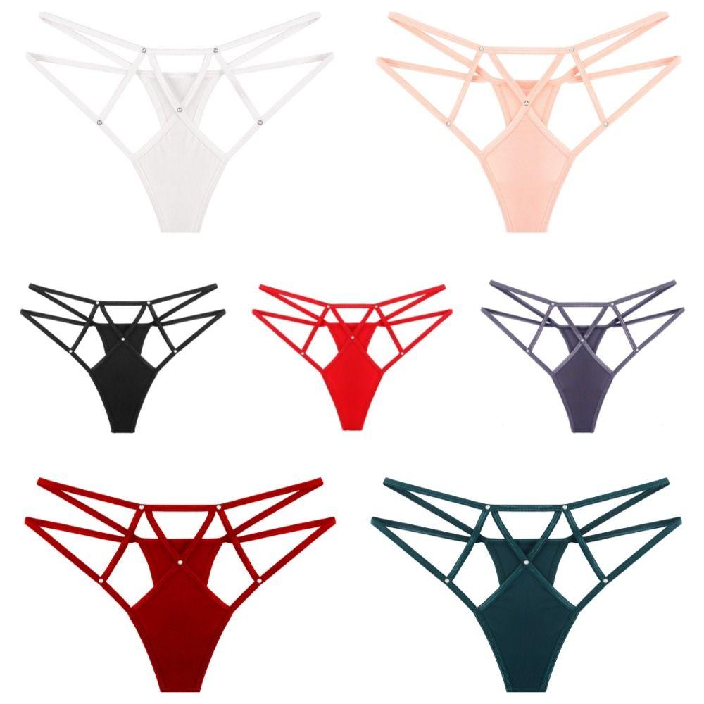 Y2k Sexy G Strings Elastic Ice Silk Panties Seamless Sexy Hollow Out Thongs  Female