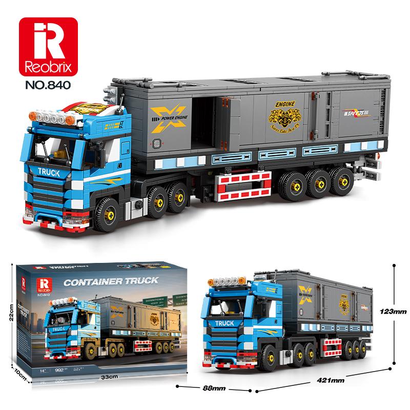 992PCS Container Truck Building Blocks European Heavy Duty Trailer Car Model Bricks Desktop Ornament Educational DIY Toy Gift