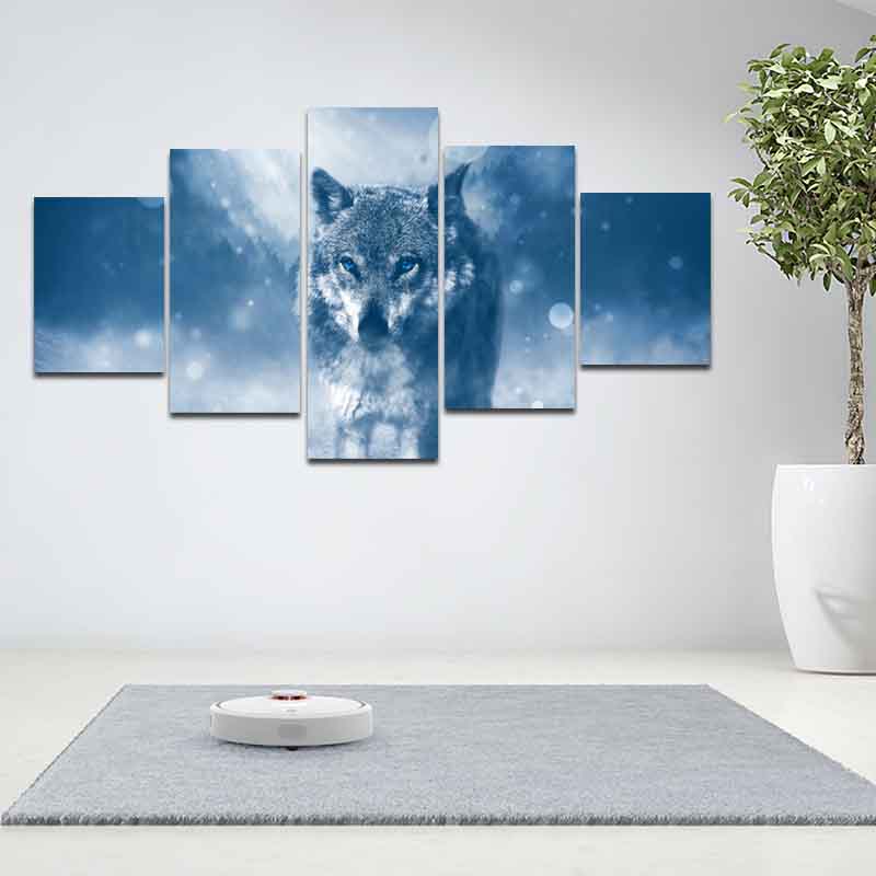 5 Pieces Abstract Wolf Canvas Painting Animal Forest Posters and Prints Wall Pictures Cuadros Living Room Home Decor No Frame
