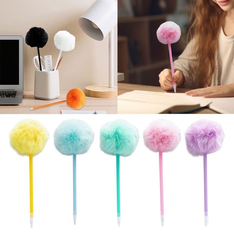 5 Pièces Stylo Bille Pompon Pelucheux Remplisseurs de Bas de Noël Fourniture de Fête de Noël pour Adultes Écriture Journalisation