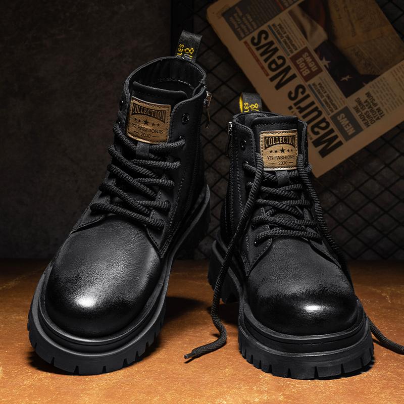 Outdoor Male Casual Leather Basic Boots High Top Wear Mens Desert Boots Leisure Walk Motocross Boots All-match Men Ankle Botas