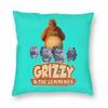 Happy Grizzy And The Lemmings Cushion Cover Sofa Home Decor Cartoon Lemmings Bear Square Throw Pillow Cover 45x45cm