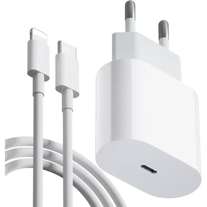 Chargeur Rapide iPhone 20W Avec Cable 1M,USB C Rapide Chargeurs Pr Rapide PD 3.0 Secteur Type C Adaptateur Chargeur USB C Compa60