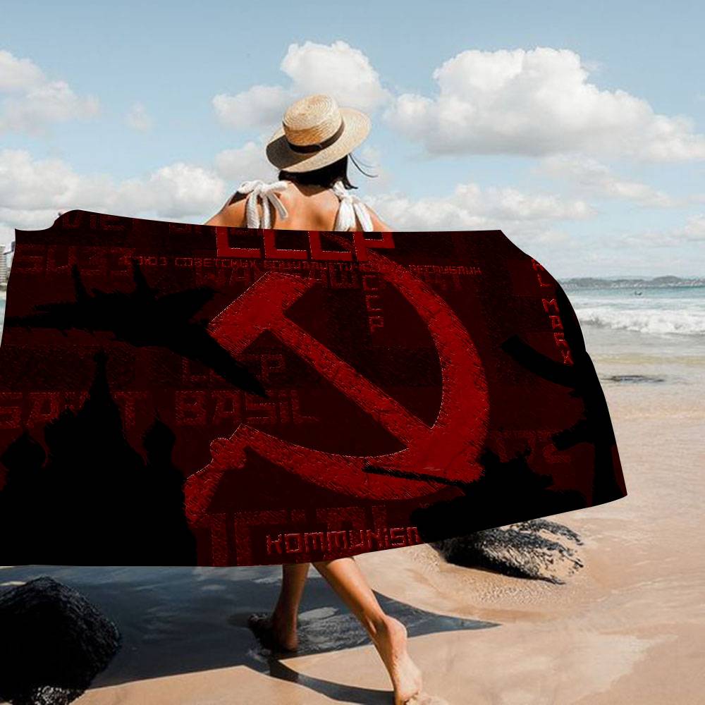 CCCP USSR Soviet Microfiber Printed Beach Towel Mountain Climbing Yoga Beach Swimming Running Absorbent Soft Towel